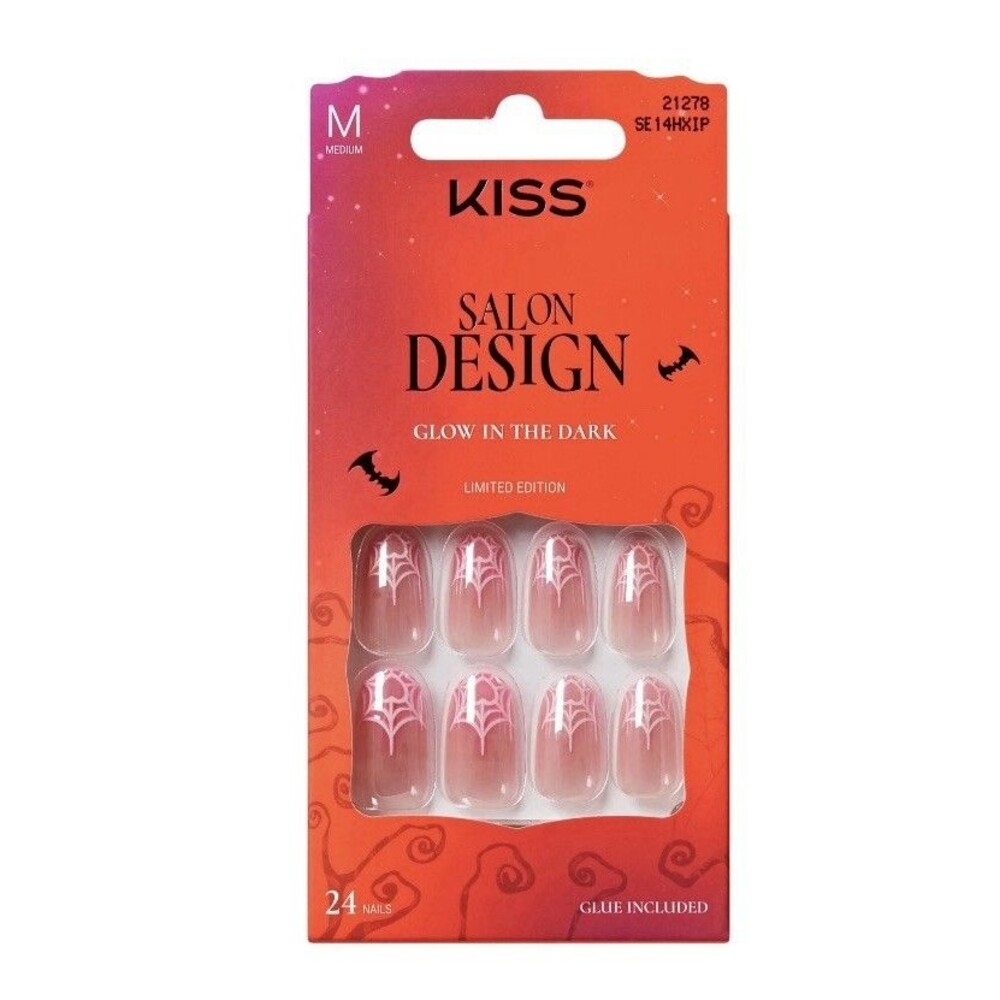 KISS Salon Design Limited Edition Halloween Press On Glow Nails Hollow Point